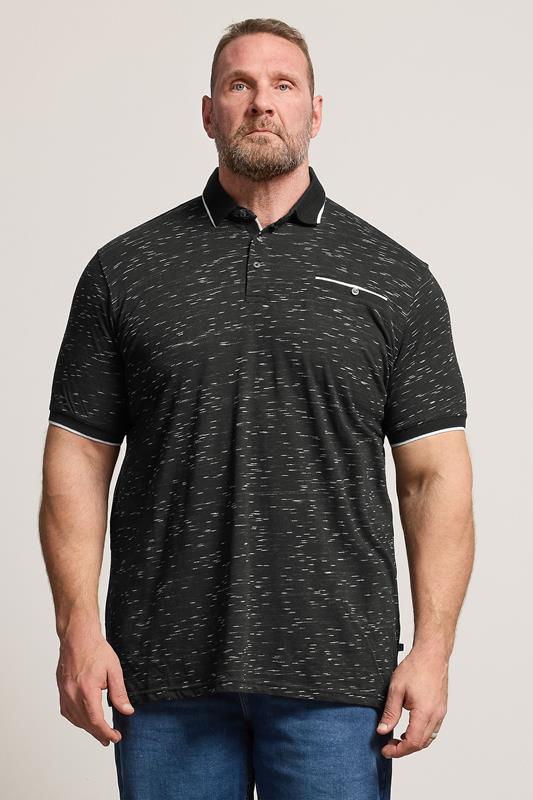  D555 Big & Tall Black Jacquard Polo Shirt
