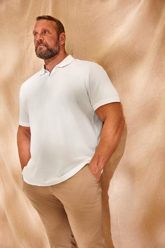 JACK & JONES Big & Tall White Half Zip Short Sleeve Polo Shirt | BadRhino 1