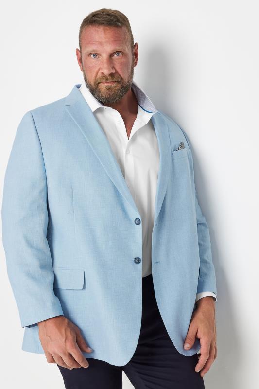 BadRhino Tailoring Big & Tall Light Blue Linen Suit Jacket | BadRhino 3