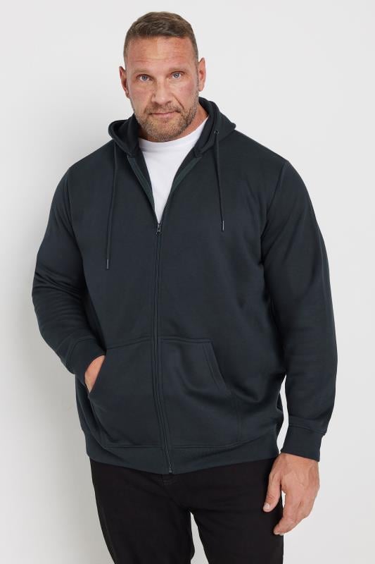 BadRhino Big & Tall Navy Blue Premium Zip Through Hoodie | BadRhino 1