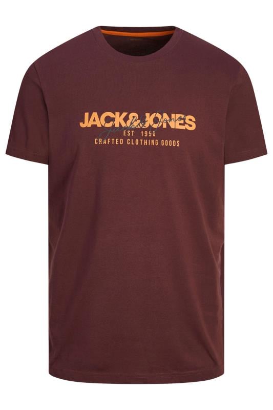 JACK & JONES Big & Tall Wine Red & Navy 3 Pack T-Shirts | BadRhino 4