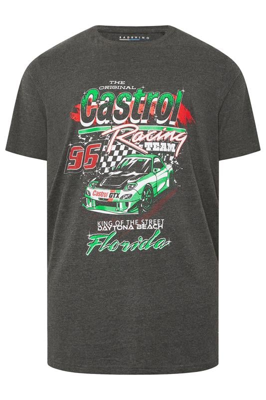 BadRhino Big & Tall Charcoal Grey Printed 'Castrol' T-Shirt | BadRhino 1