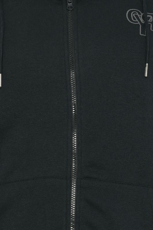 BLEND Big & Tall Black Zip Through Hooded Sweatshirt | BadRhino 2