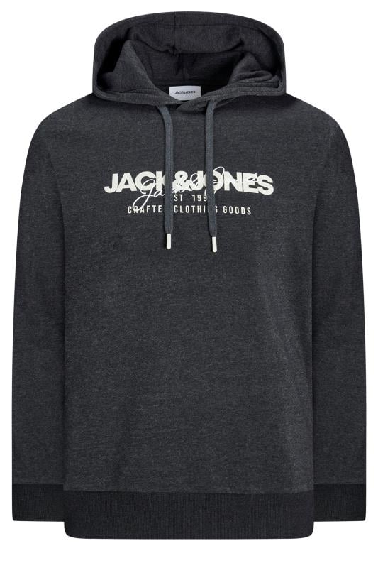 JACK & JONES Big & Tall Black Logo Print Hoodie | BadRhino 2