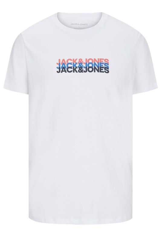 JACK & JONES Big & Tall White Chest Logo Trio Crew Neck T-Shirt | BadRhino 2