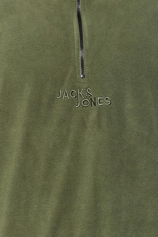 JACK & JONES Big & Tall Green Quarter Zip Fleece Sweatshirt | BadRhino 2