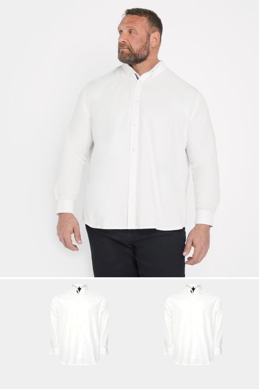 BadRhino Big & Tall 2 PACK White Long Sleeve Poplin Shirts | BadRhino 1