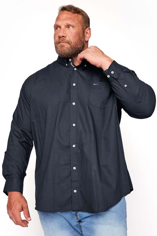 Men's  BadRhino Big & Tall Navy Blue Long Sleeve Oxford Shirt