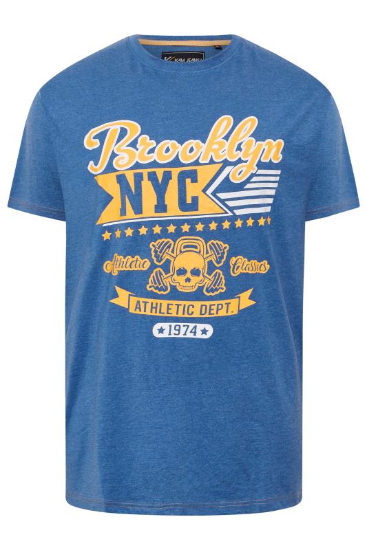 KAM Big & Tall Blue Brooklyn NYC Print T-Shirt | BadRhino 3
