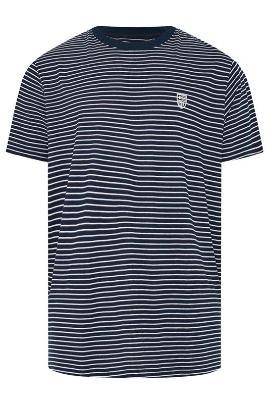 BadRhino Big & Tall Navy Blue Stripe Pique T-Shirt | BadRhino 7