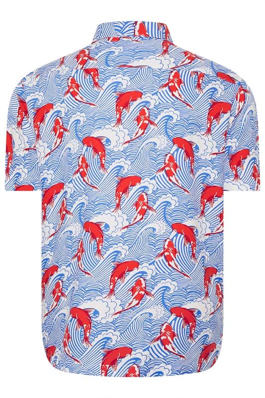 BadRhino Big & Tall Blue Koi Fish Print Shirt | BadRhino 7