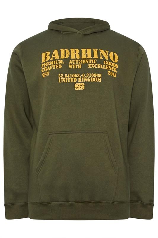 BadRhino Big & Tall Khaki Green Military Print Hoodie | BadRhino 5