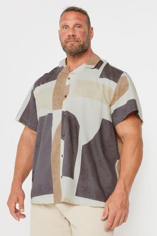 Men's  JACK & JONES Big & Tall Brown Abstract Print Resort Shirt