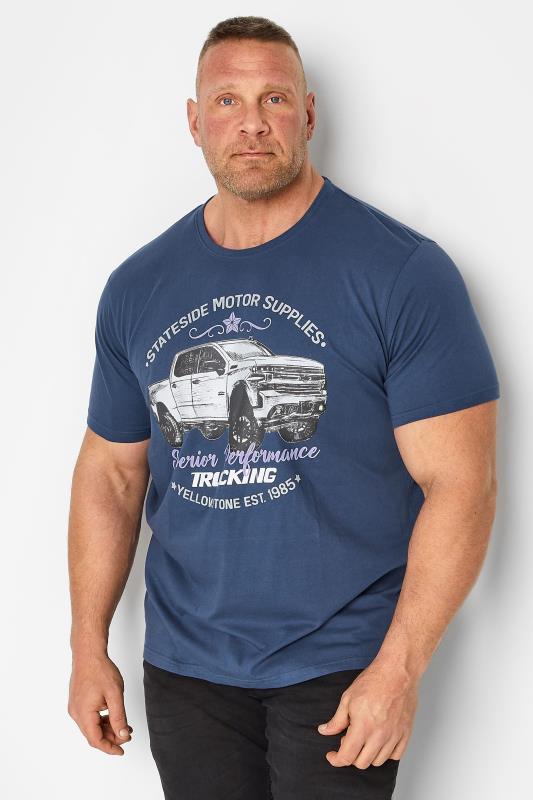 BadRhino Big & Tall Blue 'Stateside Motor' Printed T-Shirt | BadRhino 1