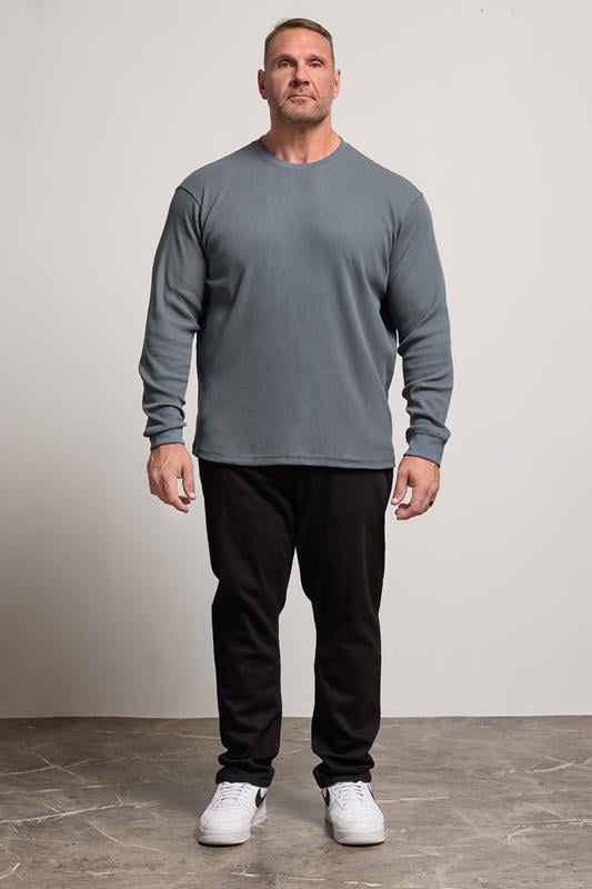 BadRhino Big & Tall Storm Blue Waffle Texture Long sleeve T-Shirt | BadRhino 2