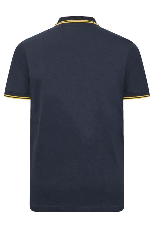 BadRhino Big & Tall Navy Tipped Short Sleeve Polo Shirt | BadRhino 5