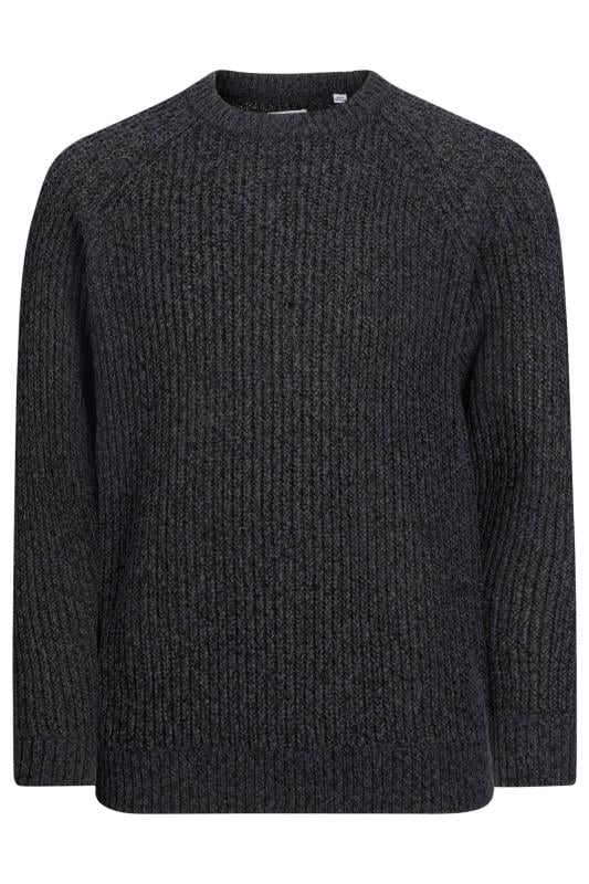 JACK & JONES Big & Tall Charcoal Grey Crew Neck Knit Jumper | BadRhino 2