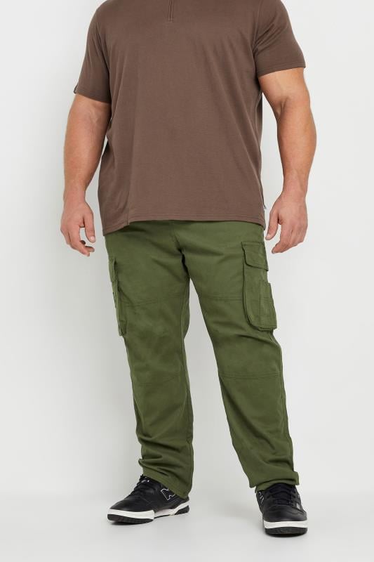 KAM Big & Tall Khaki Stretch Cargo Trousers | BadRhino 1