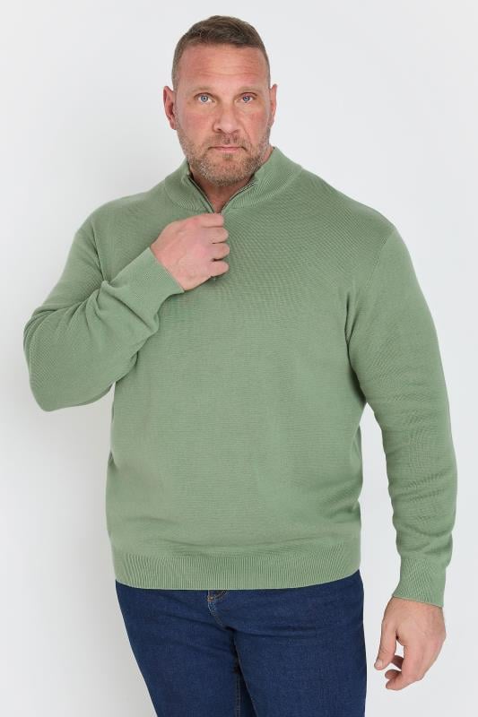 Men's  BadRhino Big & Tall Green Milano Quarter Zip Jumper