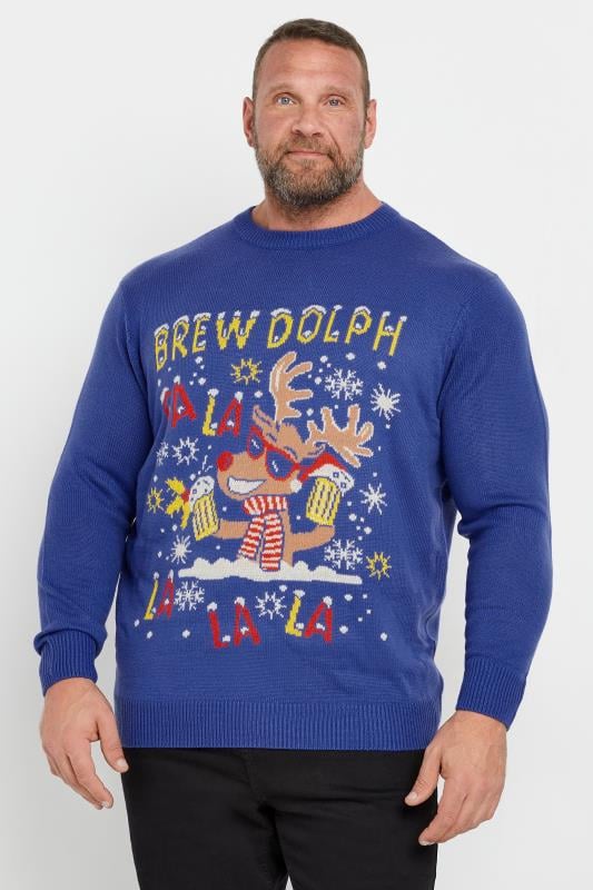 BadRhino Blue 'Brew Dolph' Graphic Christmas Knitted Jumper | BadRhino 2