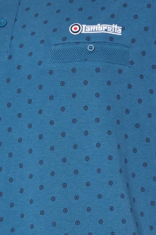 LAMBRETTA Big & Tall Blue Target Print Premium Polo Shirt | BadRhino 3