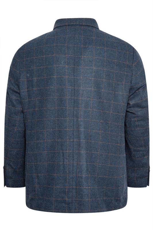 BadRhino Big & Tall Blue Tweed Check Wool Mix Suit Jacket | BadRhino 6