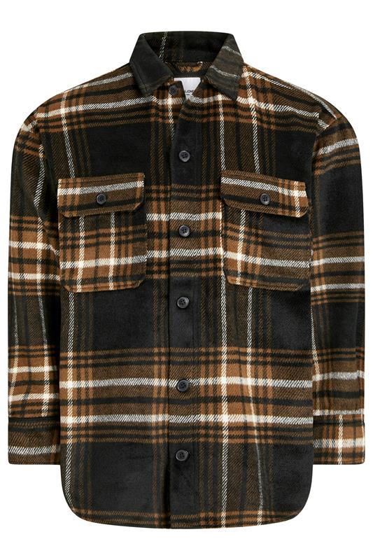 Men's  JACK & JONES Big & Tall Monks Robe Brown Check Overshirt