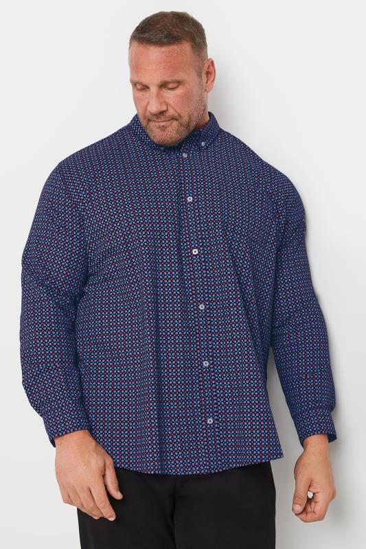 BadRhino Big & Tall Navy Geometric Print Party Shirt | BadRhino 1