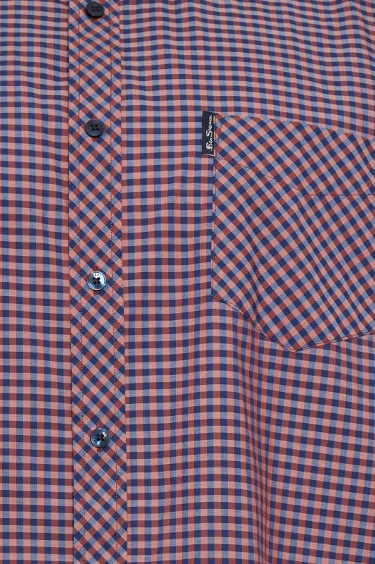 BEN SHERMAN Big & Tall Orange Gingham Short Sleeve Shirt | BadRhino 2