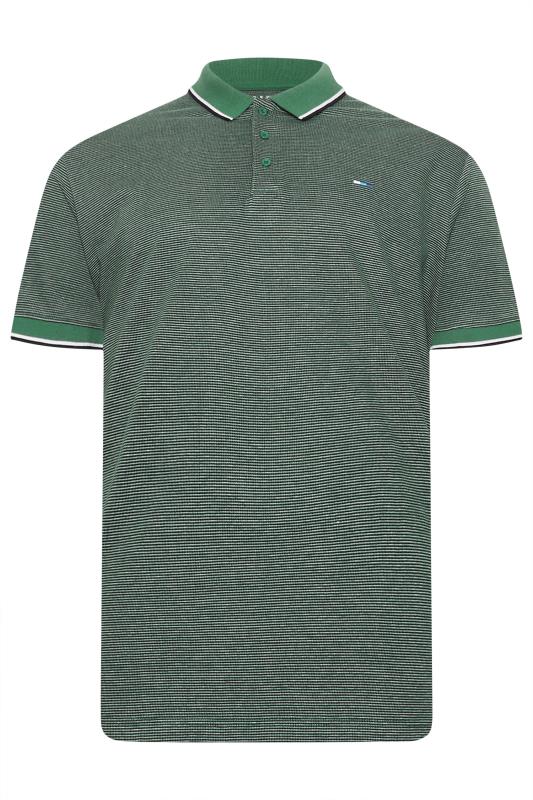 BadRhino Big & Tall Green Fine Stripe Tipped Polo Shirt | BadRhino 4