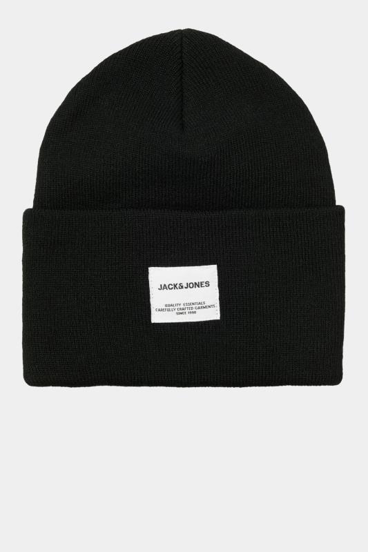 JACK & JONES Black Patch Beanie | BadRhino 1