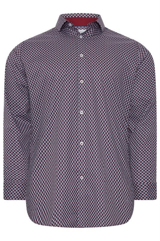 BadRhino Big & Tall Navy Blue & Red Geometric Print Formal Shirt | BadRhino 4