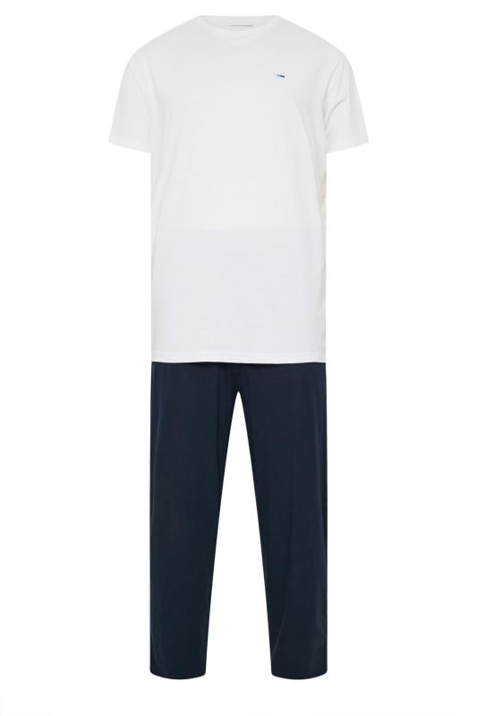 BadRhino Big & Tall White & Navy Blue T-Shirt & Lounge Trousers Set | BadRhino 5