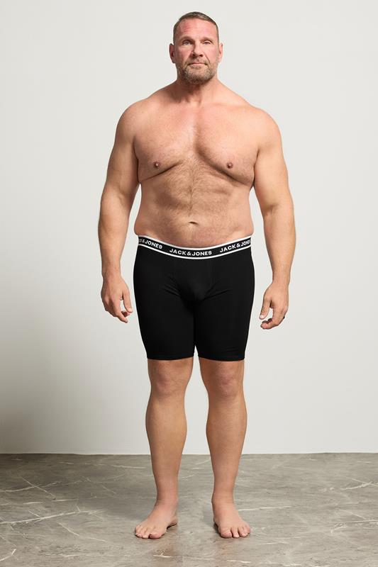 JACK & JONES Big & Tall 3 Pack Black Contrast Boxers | BadRhino 3