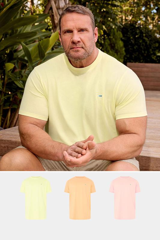 Men's  BadRhino Big & Tall 3 PACK Yellow/Orange/Pink  Core T-Shirts