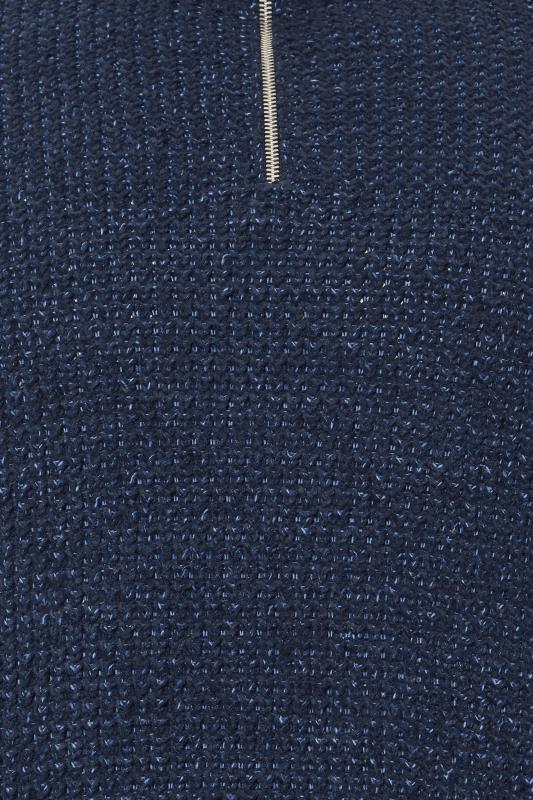 BadRhino Big & Tall Navy Blue Chenille Quarter Zip Jumper | BadRhino 2