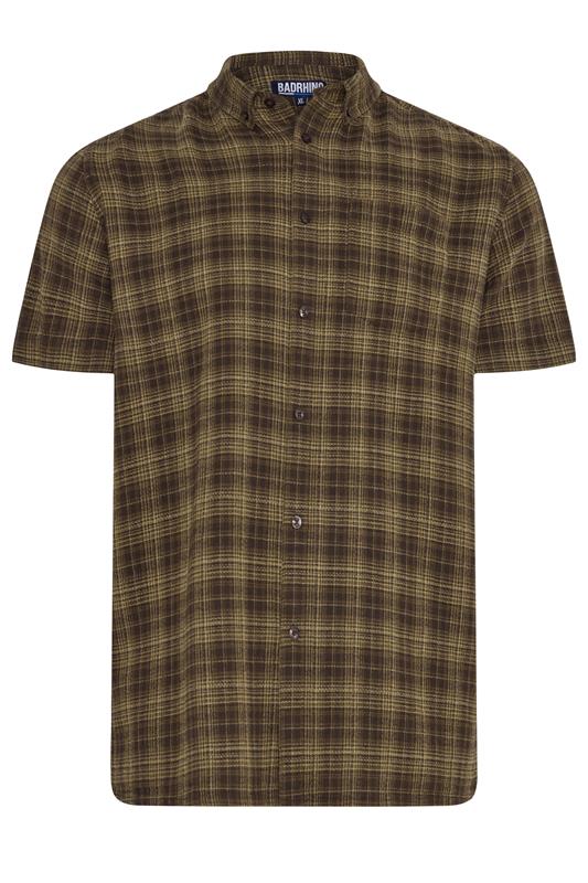 BadRhino Big & Tall Brown Check Stripe Short Sleeve Shirt | BadRhino 5