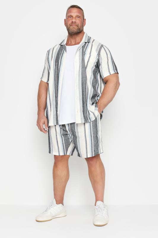 BadRhino Big Tall Blue Striped Linen Shorts BadRhino