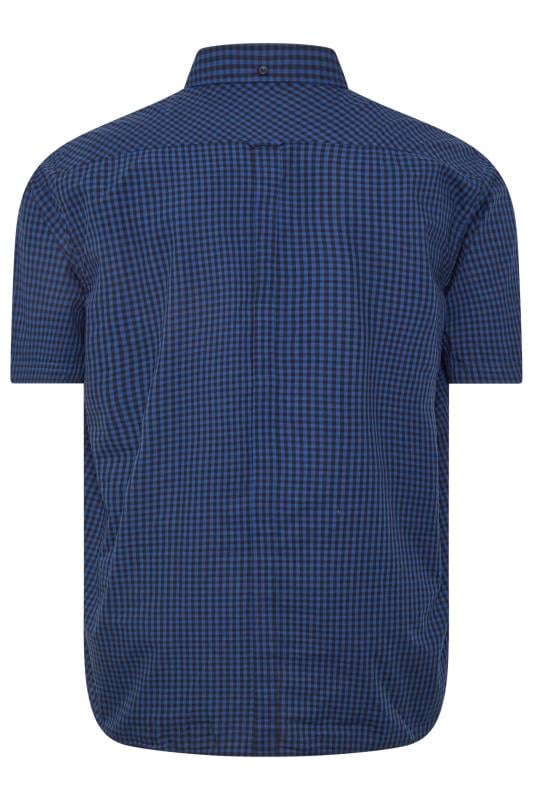 BEN SHERMAN Big & Tall Royal Blue Gingham Short Sleeve Shirt | BadRhino 4