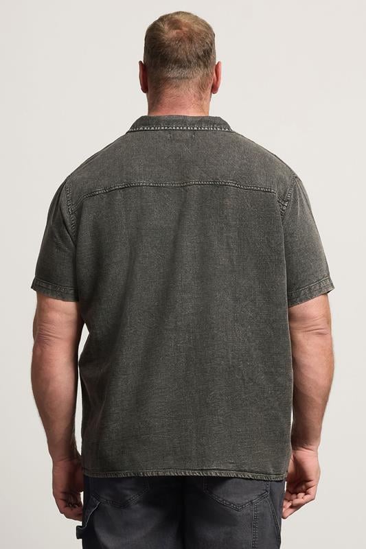 BadRhino Big & Tall Grey Acid Wash Cotton Shirt | BadRhino 4