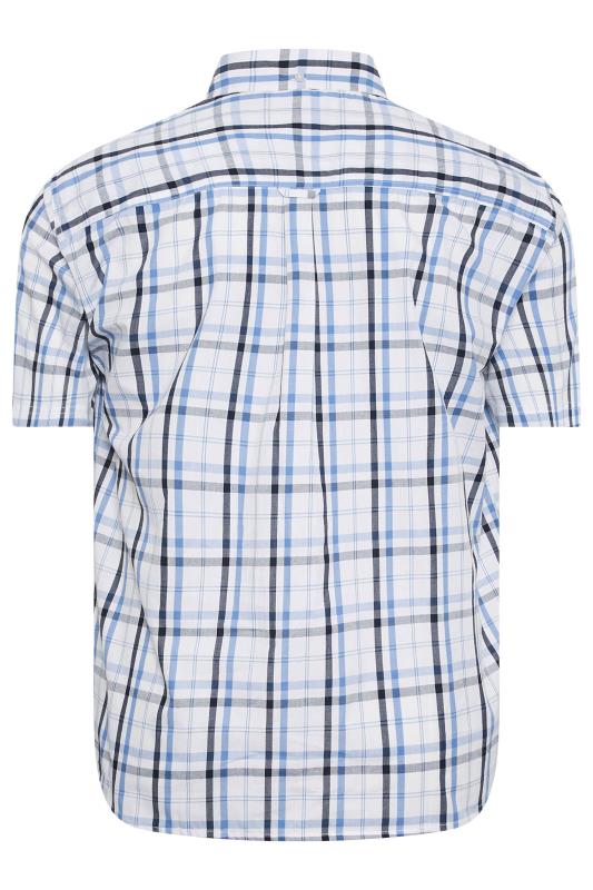 BadRhino Big & Tall White Blue & Grey Short Sleeve Checked Shirt | BadRhino 5
