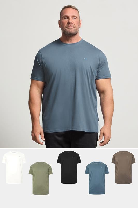 Men's  BadRhino Big & Tall 5 PACK Black/Green/Marshmellow White/Brown/Blue T-Shirts