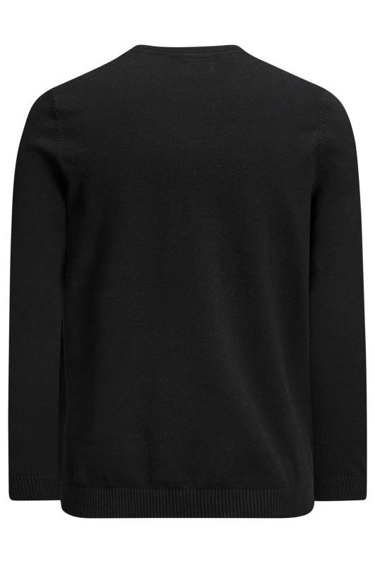 JACK & JONES Big & Tall Black Crew Neck Fine Knit Jumper | BadRhino 3