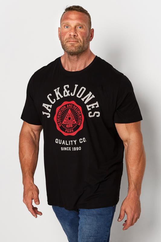 Men's  JACK & JONES Big & Tall Black Logo Print T-Shirt