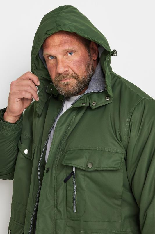 BadRhino Big Tall Green Fleece Lined Hooded Coat BadRhino