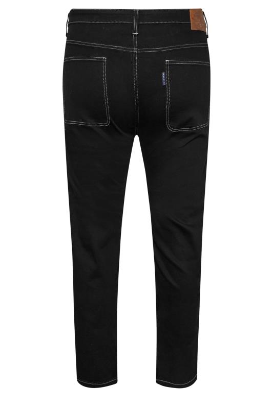 BadRhino Big & Tall Black Contrast Stitch Straight Leg Jeans | BadRhino 2