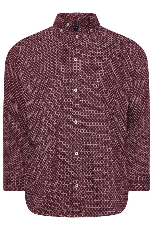 BadRhino Big & Tall Burgundy Red Geometric Print Party Shirt | BadRhino 3