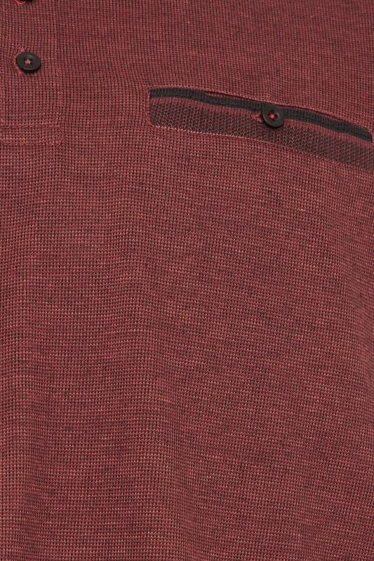 D555 Big & Tall Rust Red Textured Jacquard Polo Shirt | BadRhino 3