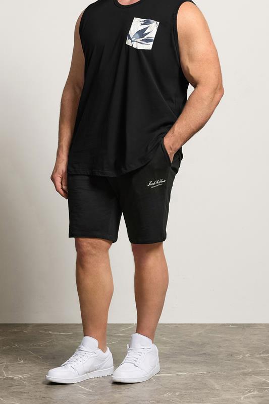  JACK & JONES Big & Tall Black Logo Jogger Sweat Shorts