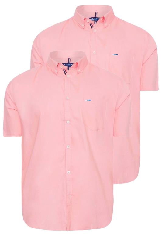 BadRhino Big & Tall Pink 2 PACK Short Sleeve Oxford Shirts | BadRhino 2